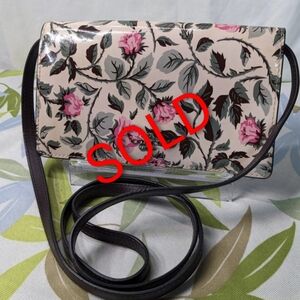 Coach 2017 Sleeping Rose Patent Slim Wallet With Removable Crossbody, Rare & HTF